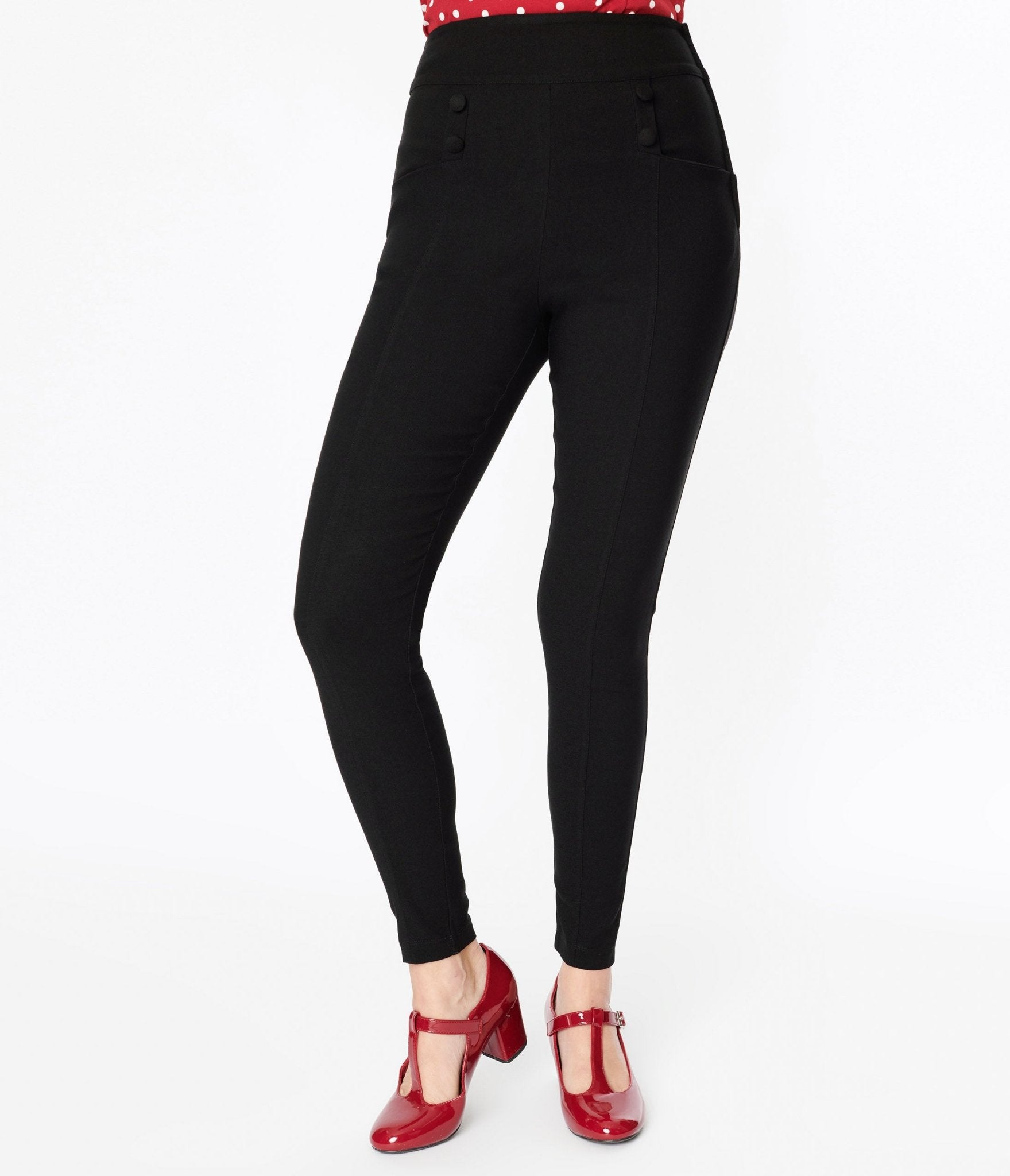 Vintage 1950s Black High Waisted Cigarette Pants - Retro Women's Trousers for Office, Cocktail Parties & Pinup Fashion