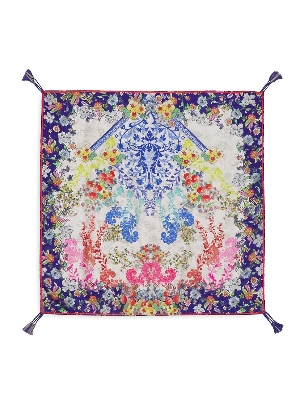 Johnny Was Women's Silk Scarf with Tassels - Multi Color One Size - Elegant Fashion Accessory for Women - Perfect for Parties, Weddings & Everyday Wear (C90222-6)