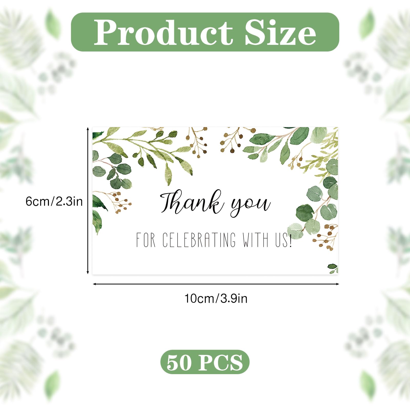 50 Pcs Mini Champagne Bottle Labels - Greenery Thank You Stickers for Wedding, Bridal Shower & Birthday Party | Floral Wine Labels for Celebrations & Special Events