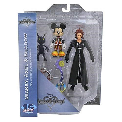 Kingdom Hearts Action Figures - Mickey, Axel & Shadow Collectible Toy Set by Diamond Select Toys | Perfect for Disney Fans, Cosplay & Display