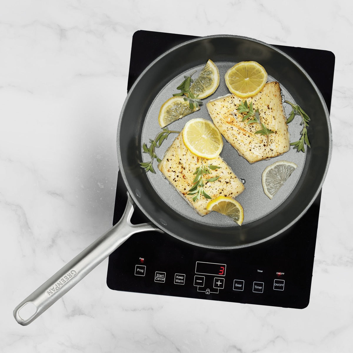 GP5 Colors Ceramic Nonstick 9.5 & 11 Inch Fry Pan Set with Mirror Handles | Oxford Blue | Healthy Cooking for Eggs, Pancakes & Stir Fry