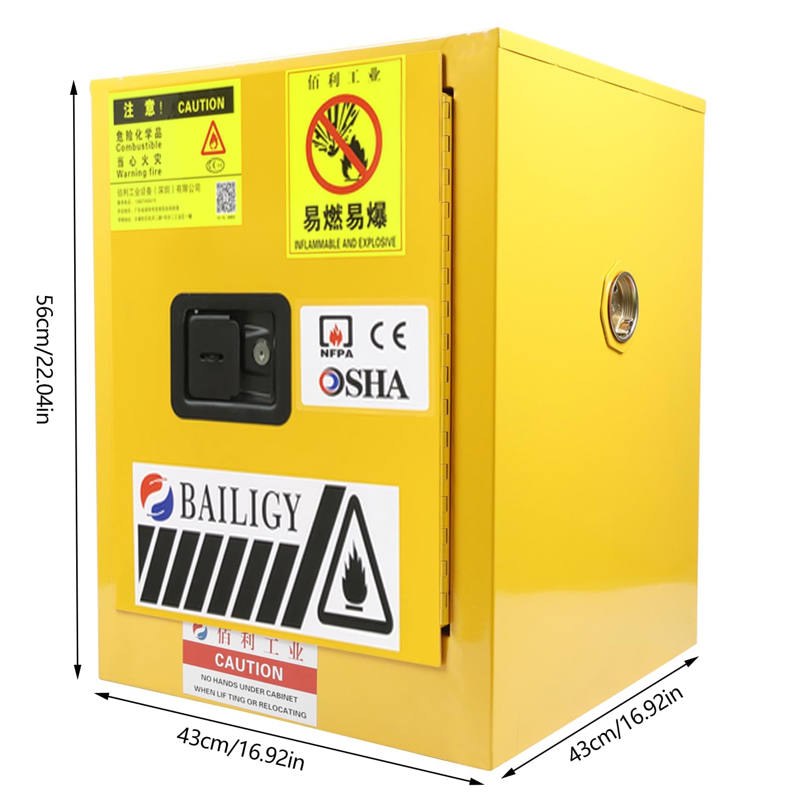 4 Gallon Flammable Safety Cabinet - Steel Chemical Storage Cabinet with Adjustable Shelf for Flammable Liquids, OSHA Compliant | Perfect for Workshops, Laboratories & Garages