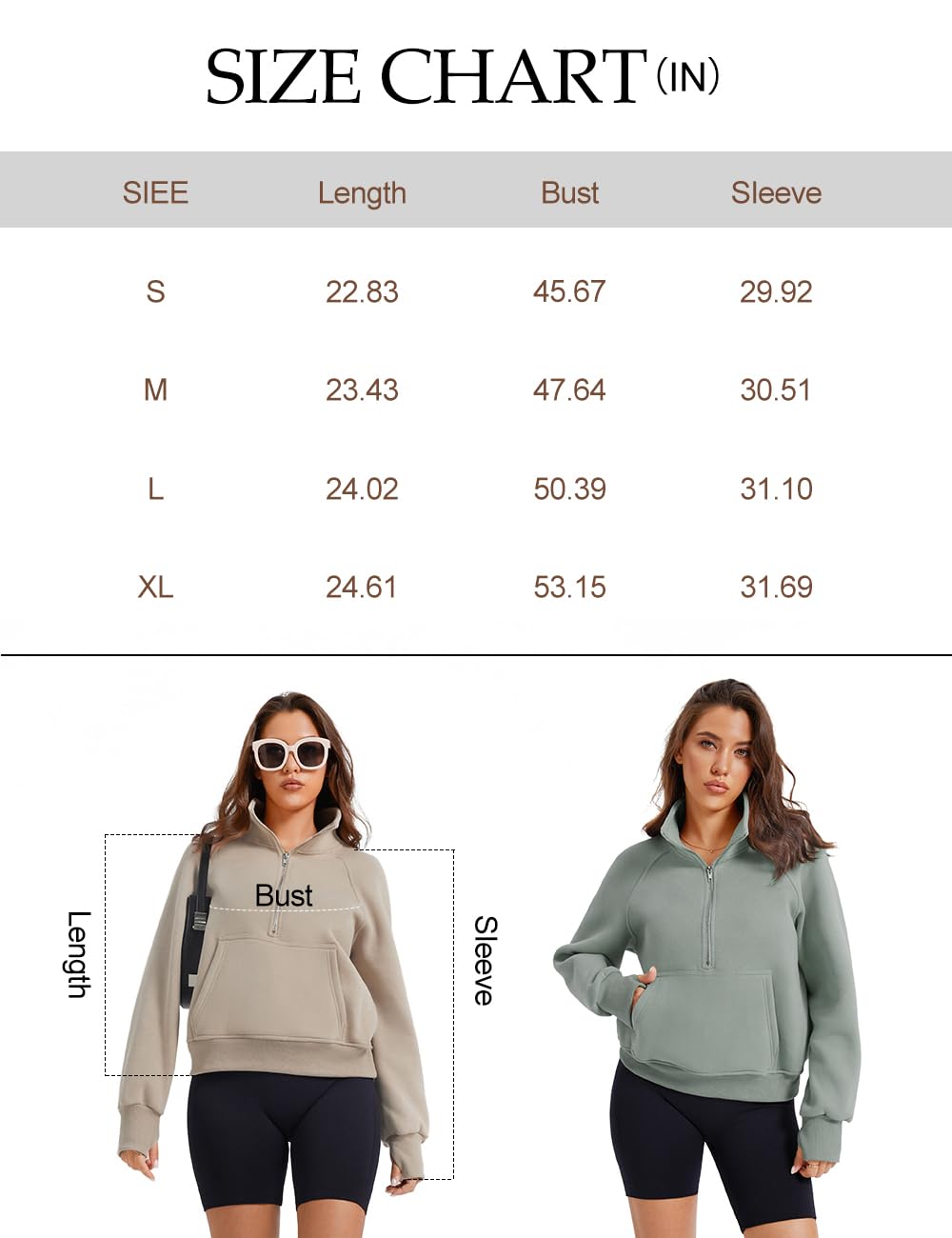 Women's Half Zip Cropped Fleece Hoodie - Quarter Zipper Pullover Sweatshirt with Thumb Holes | Fall Fashion Long Sleeve Top for Casual Wear, Workouts & Outdoor Activities