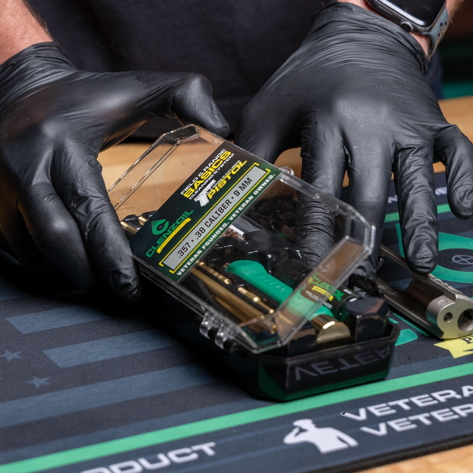 Clenzoil Pistol Basics Single-Caliber Cleaning Kit - Complete Gun Maintenance Kit for 38 Caliber & 9mm Pistols - Includes Bore Brushes, Gun Oil & Accessories - Perfect for Home, Range & Firearm Care