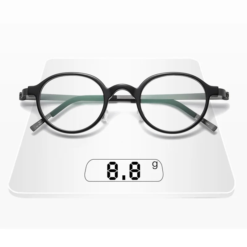 Aimee Men's Full Rim Round Screwless Titanium Acetate Eyeglasses Frame 1011 - Lightweight & Durable Glasses for Work, Reading & Everyday Use