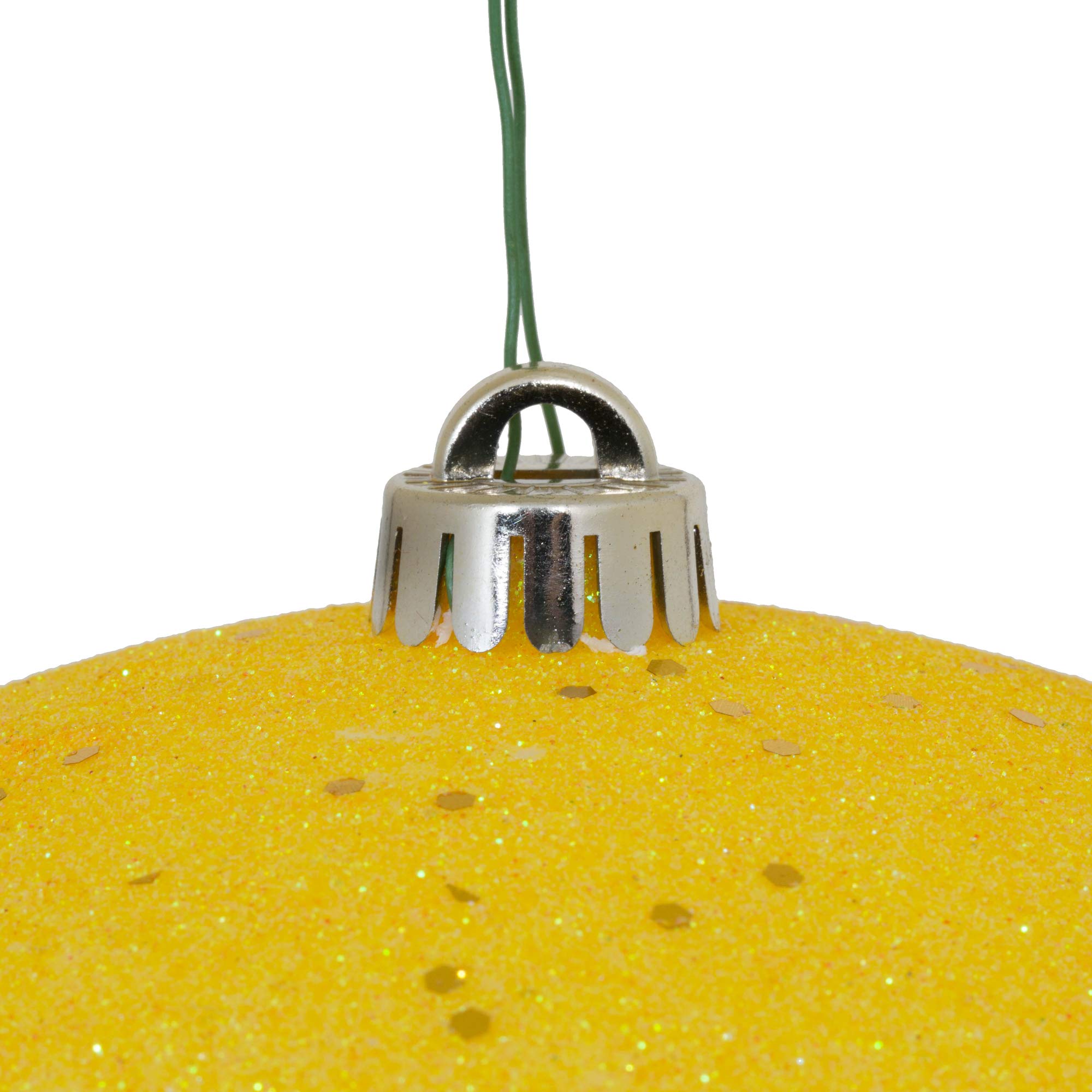 Vickerman 6-Inch Yellow Ball Christmas Ornament - Shatterproof Holiday Decor for Tree, Wreath, and Festive Home Decoration