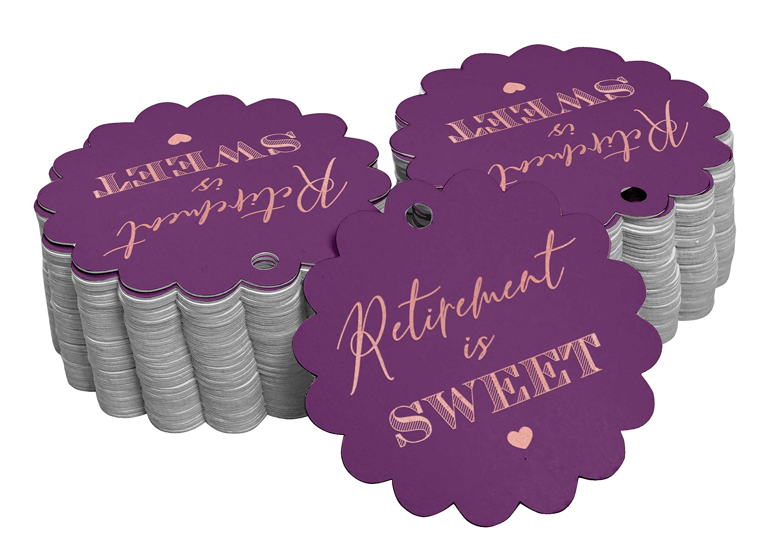 50 Pack Sweet Retirement Gold Foil Hang Tags - Elegant Party Favor Tags for Retirement Parties, Gifts & Celebrations - Perfect for Decorations, Crafts & DIY Projects