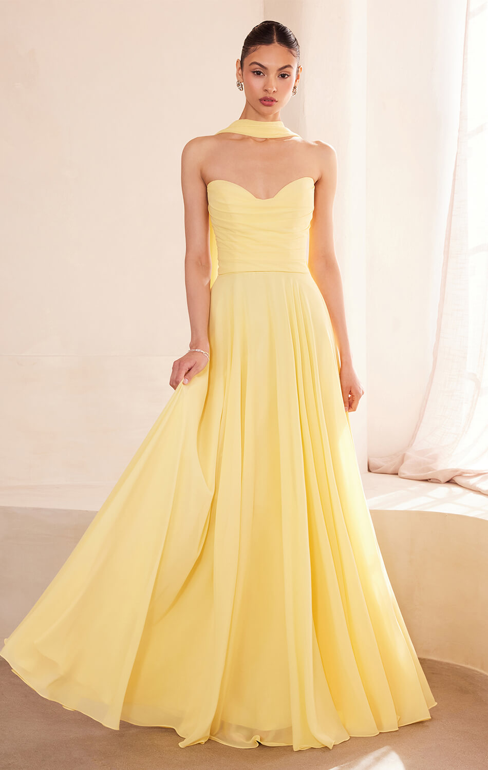 Ella Gown - A-Line Strapless Chiffon Wedding Dress for Brides | Perfect for Beach Weddings, Evening Galas & Formal Events