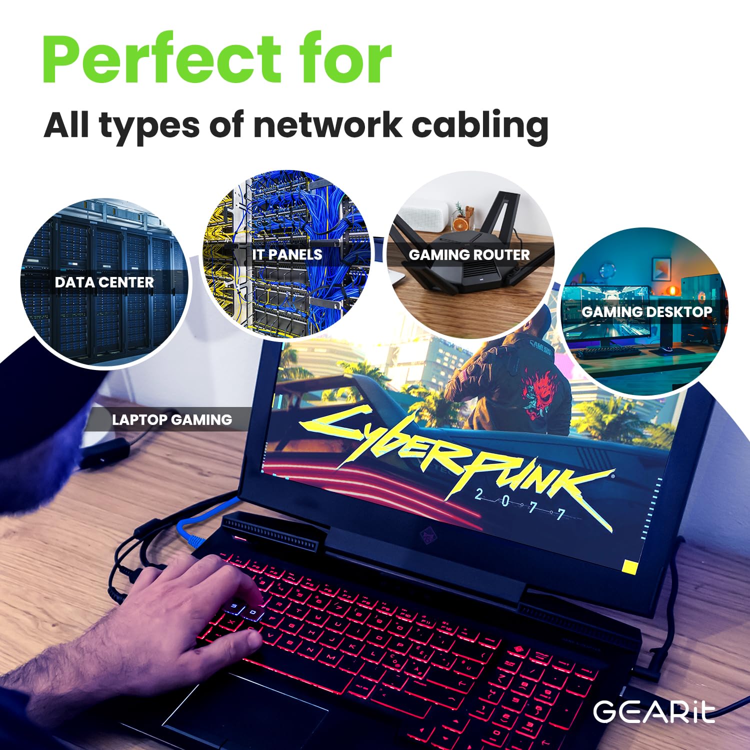 GearIT Cat 6 Ethernet Cable 20-Pack (10 Feet) - 10Gbps High-Speed Snagless RJ45 Network Patch Cord with Gold-Plated Connectors - Ideal for PC, Gaming, Smart TV, Home Office, Server Rooms & Data Centers - Blue