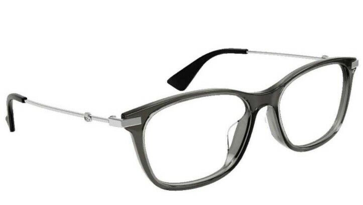 Gucci GG 1061OA 003 Silver Metal Rectangle Unisex Eyeglasses - Transparent Frame for Men & Women - Perfect for Office, Reading & Fashion Accessories