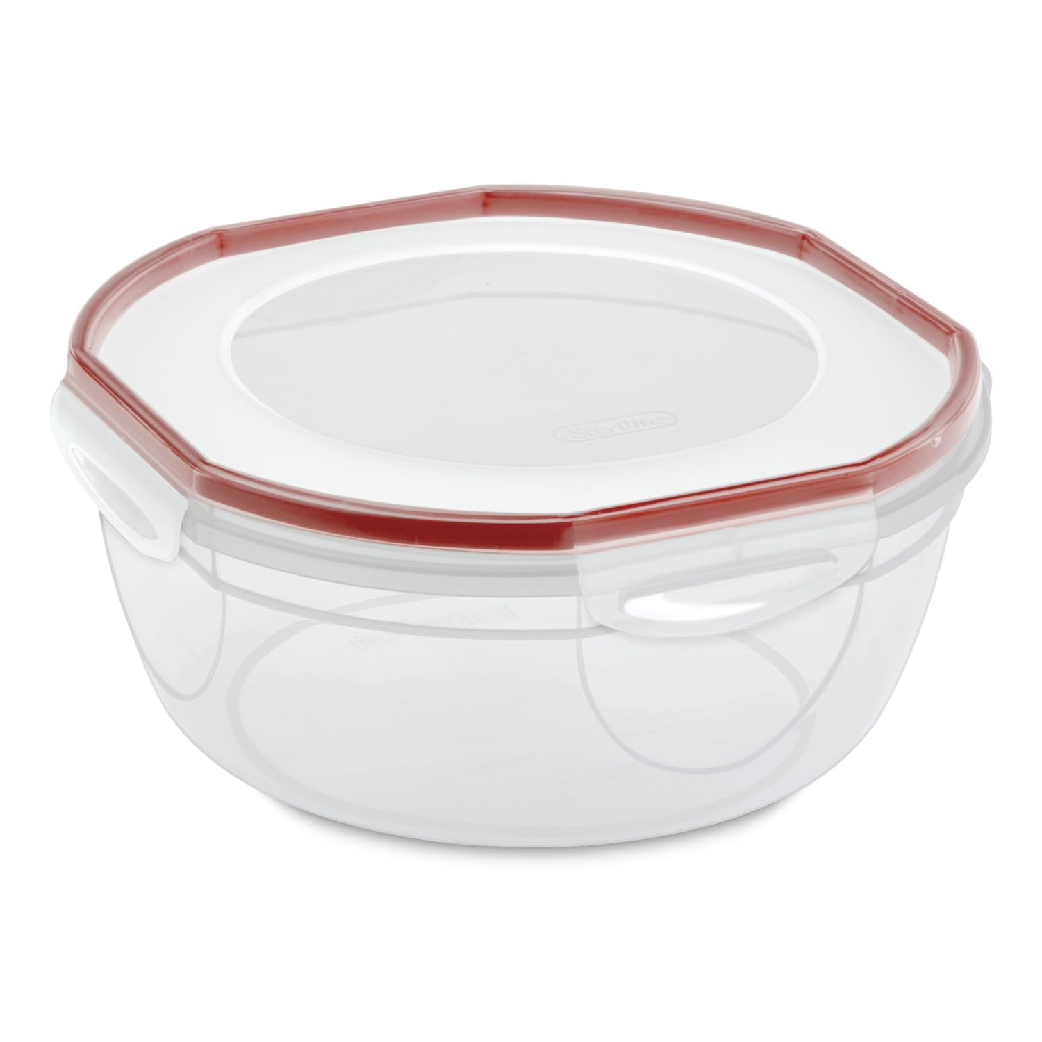 Sterilite Ultra-Seal 4.7 Quart Airtight Food Storage Containers with Latching Lids - 4-Pack Set of Clear Microwave & Dishwasher Safe Bowls with Red Gasket Seal | Perfect for Meal Prep, Leftovers, Pantry Organization & Freezer Storage