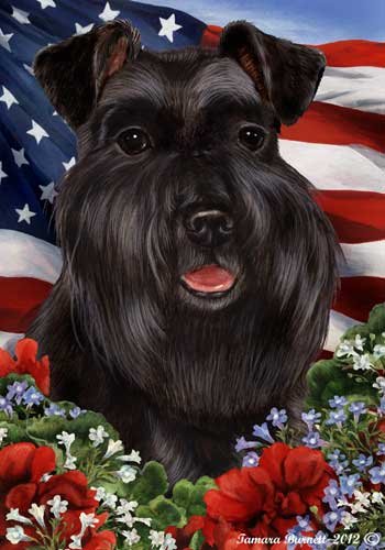Patriotic Schnauzer Dog Breed House Flag - 28 x 40 Inches Black Uncropped - Perfect for Front Yard, Porch & Garden Decor