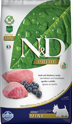 Farmina N&D Prime Grain-Free Dry Dog Food - Lamb & Blueberry Recipe for Adult Small Breed Dogs - Perfect for Sensitive Stomachs & Healthy Skin