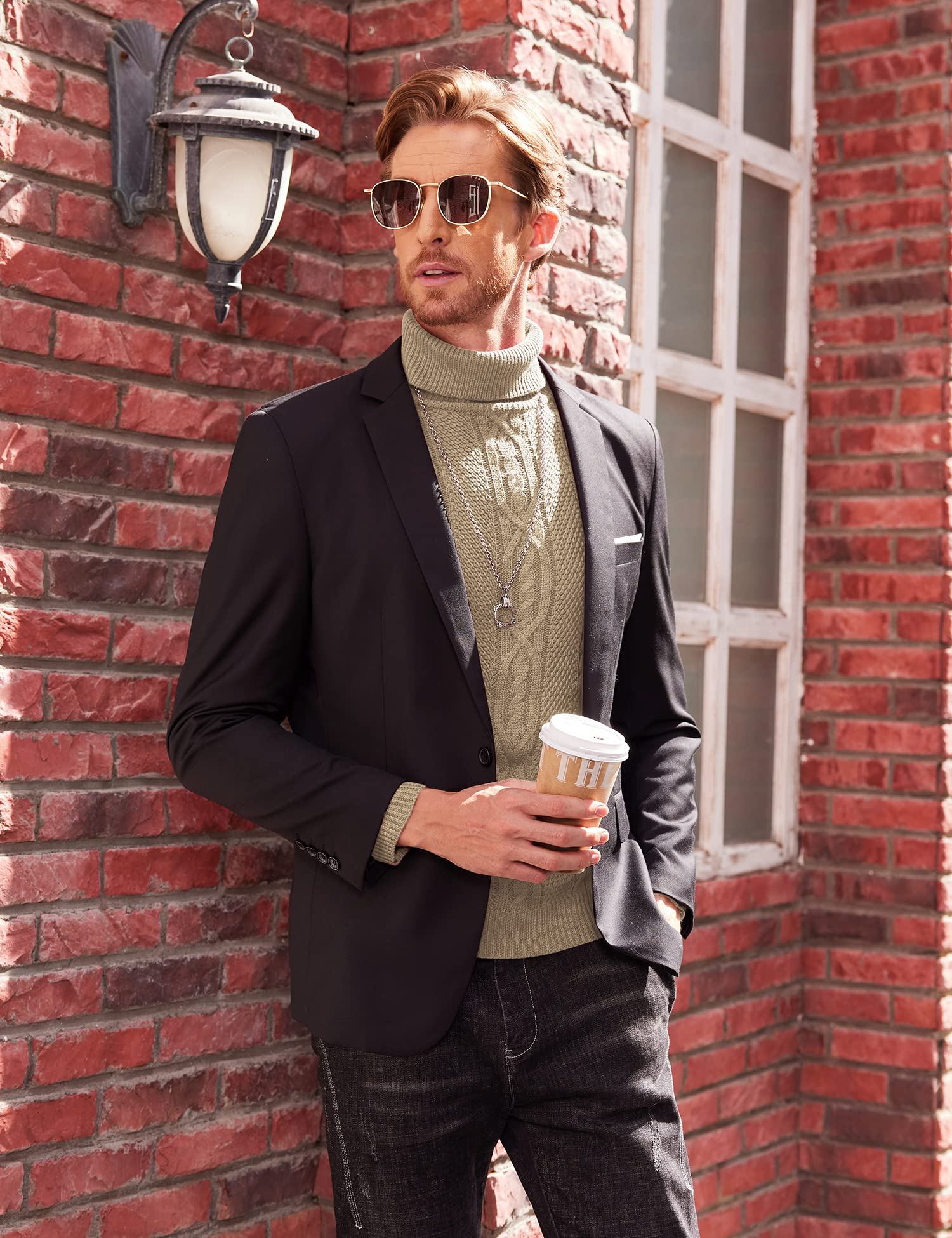 COOFANDY Men's Slim Fit Turtleneck Sweater - Warm Twisted Knit Pullover for Casual Wear | Winter Fashion, Office Outfit & Date Night Look