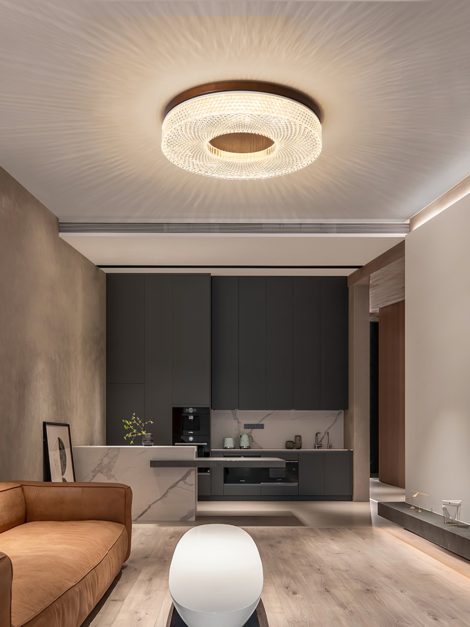 Modern Acrylic Halo Round Ceiling Light Fixture - Energy Efficient LED Flush Mount Lighting for Bedroom, Living Room & Kitchen | Dimmable Contemporary Home Decor