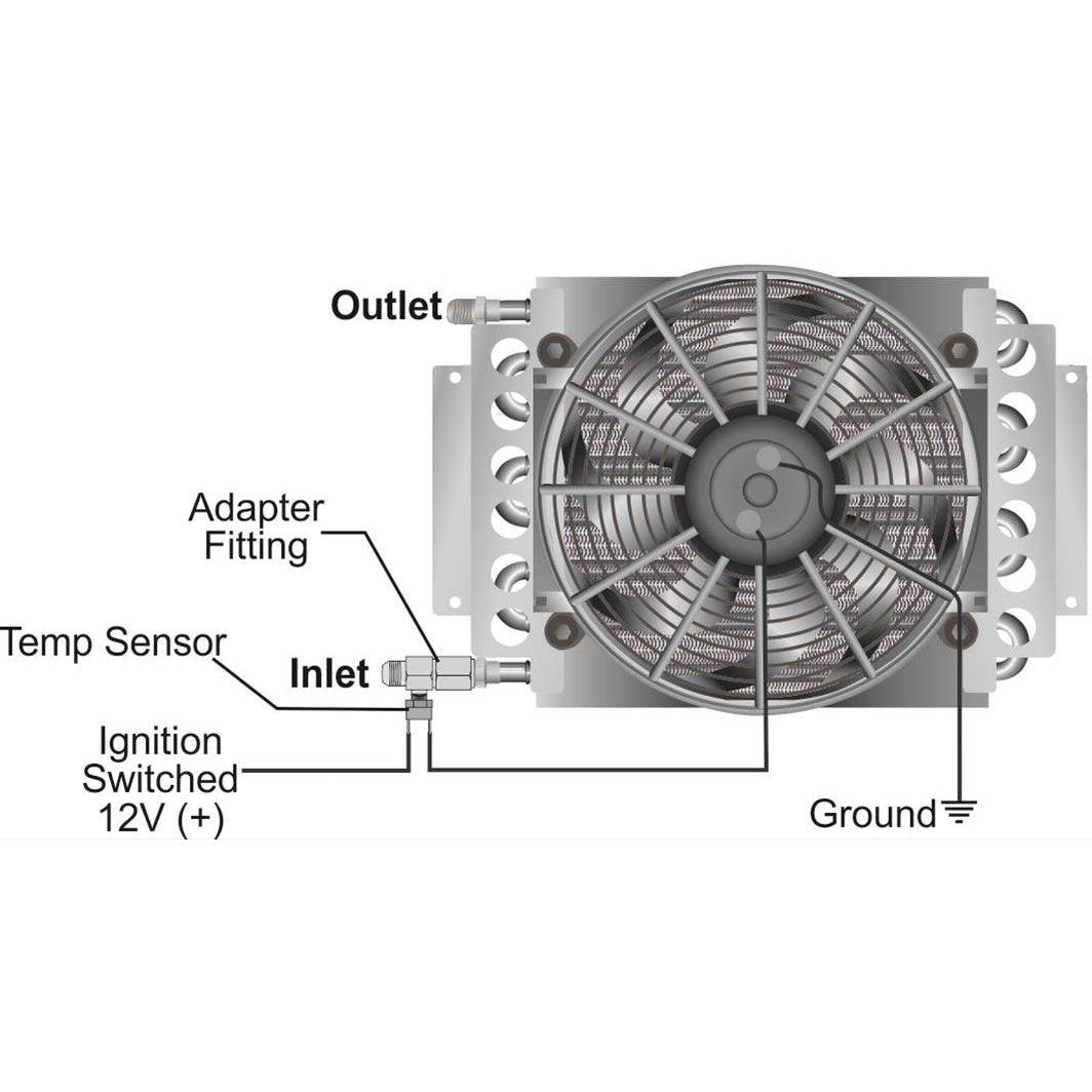 High Performance Transmission Oil Cooler AN Hose End Adapter with Electric Fan Temperature Switch - Perfect for Automotive Cooling Systems & Racing Applications