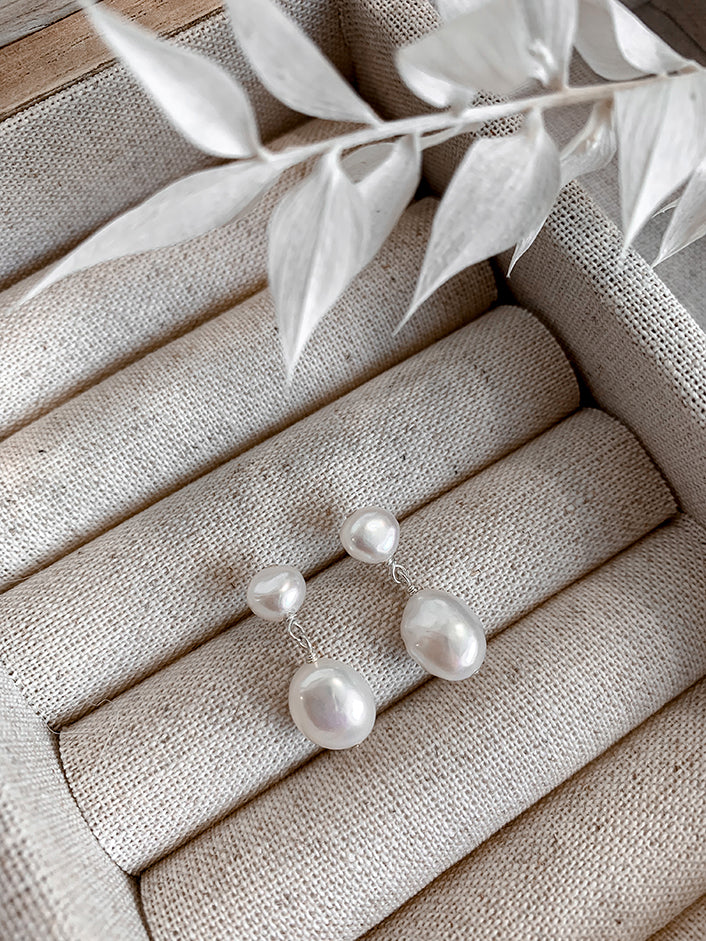 Sierra - 925 Sterling Silver Freshwater Pearl Earrings for Women | Elegant Dangle Drop Pearl Jewelry for Wedding, Party & Everyday Wear