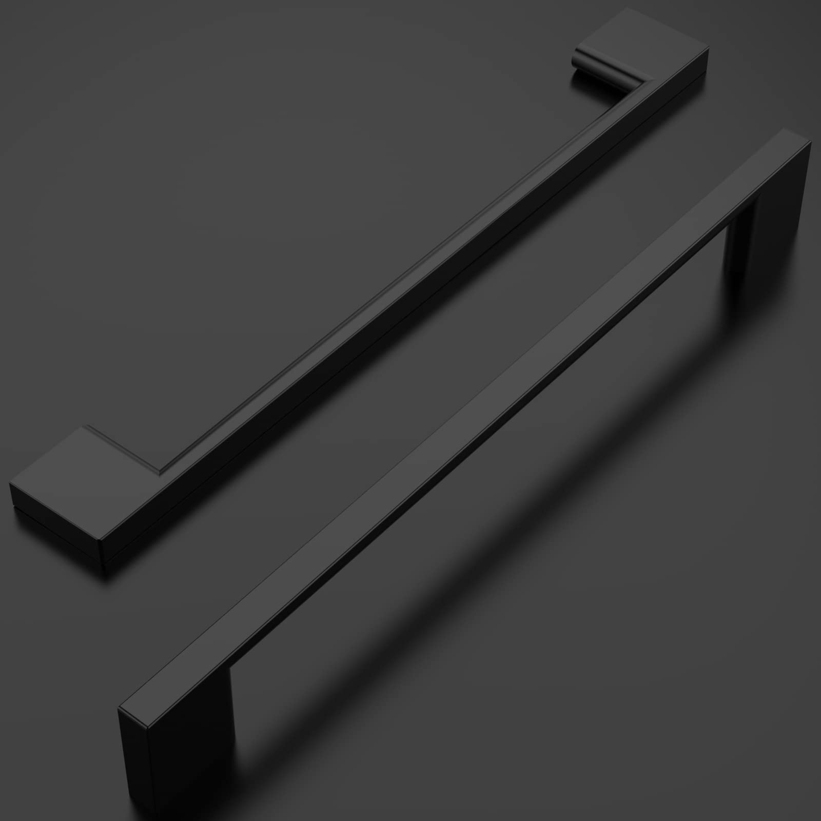 Amerdeco 10 Pack Matte Black Cabinet Pulls 7.5 Inch (192mm) Hole Centers - Modern Kitchen Cabinet Handles & Drawer Pulls for Cabinets, Cupboards, Dressers & Furniture (ZH0060) - Perfect for Home Renovation, Kitchen Remodel & DIY Projects