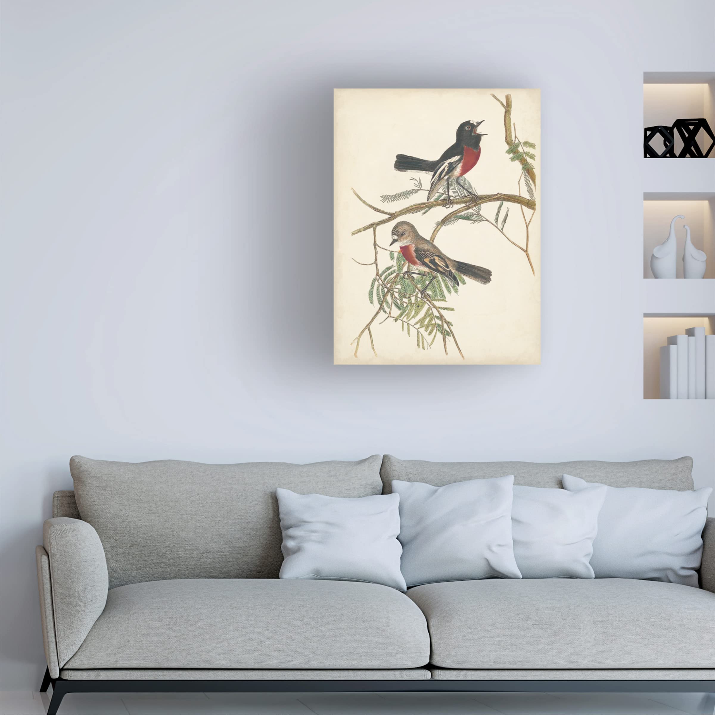 Graceful Birds IV Canvas Wall Art by Vision Studio - Handmade Floral Bird Painting for Home & Office Decor - Perfect for Living Room, Bedroom, or Gift