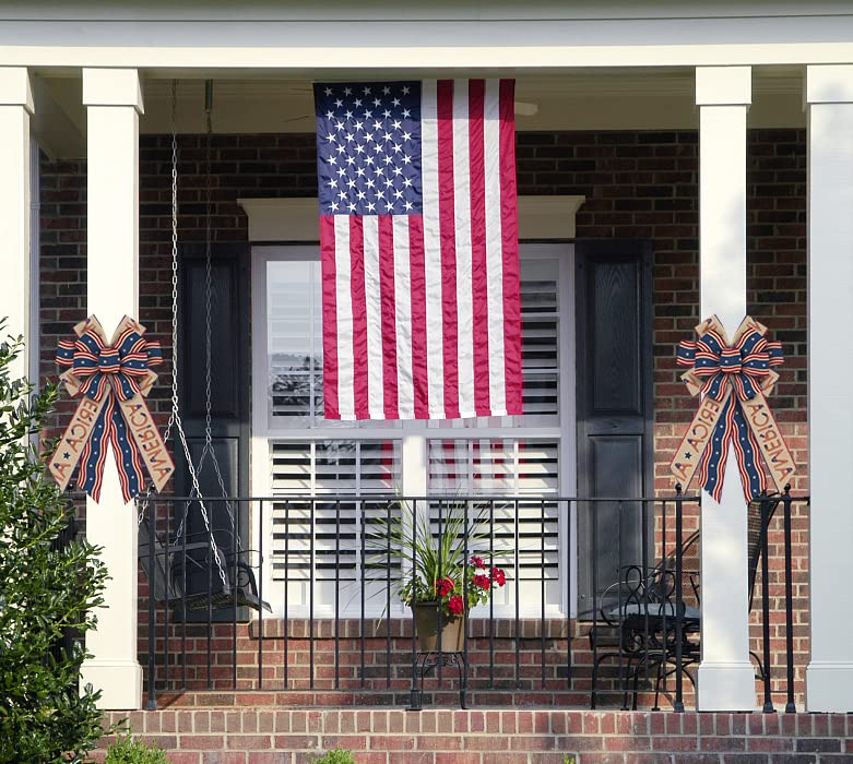 4th of July Wreath Bows - Patriotic Burlap Decor for Front Door