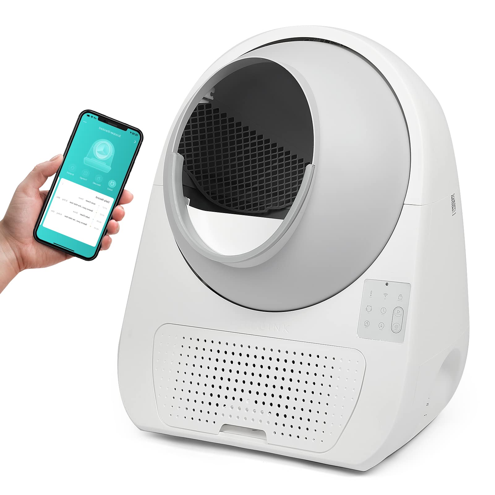 Smart WiFi Self-Cleaning Cat Litter Box with APP Remote Control - 13L Large Capacity, Ultra Quiet for Multiple Cats - Perfect for Home, Office & Travel (White)