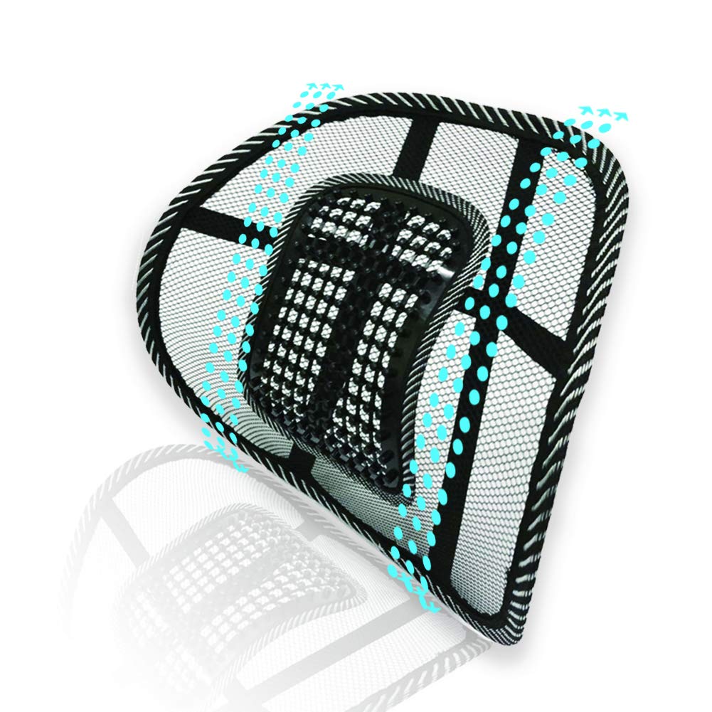 Ergonomic Big Ant Lumbar Support Cushion with Massage Beads - Car Seat, Office Chair & Wheelchair Back Support for Lower Back Pain Relief - Perfect for Long Drives, Work from Home & Mobility Comfort