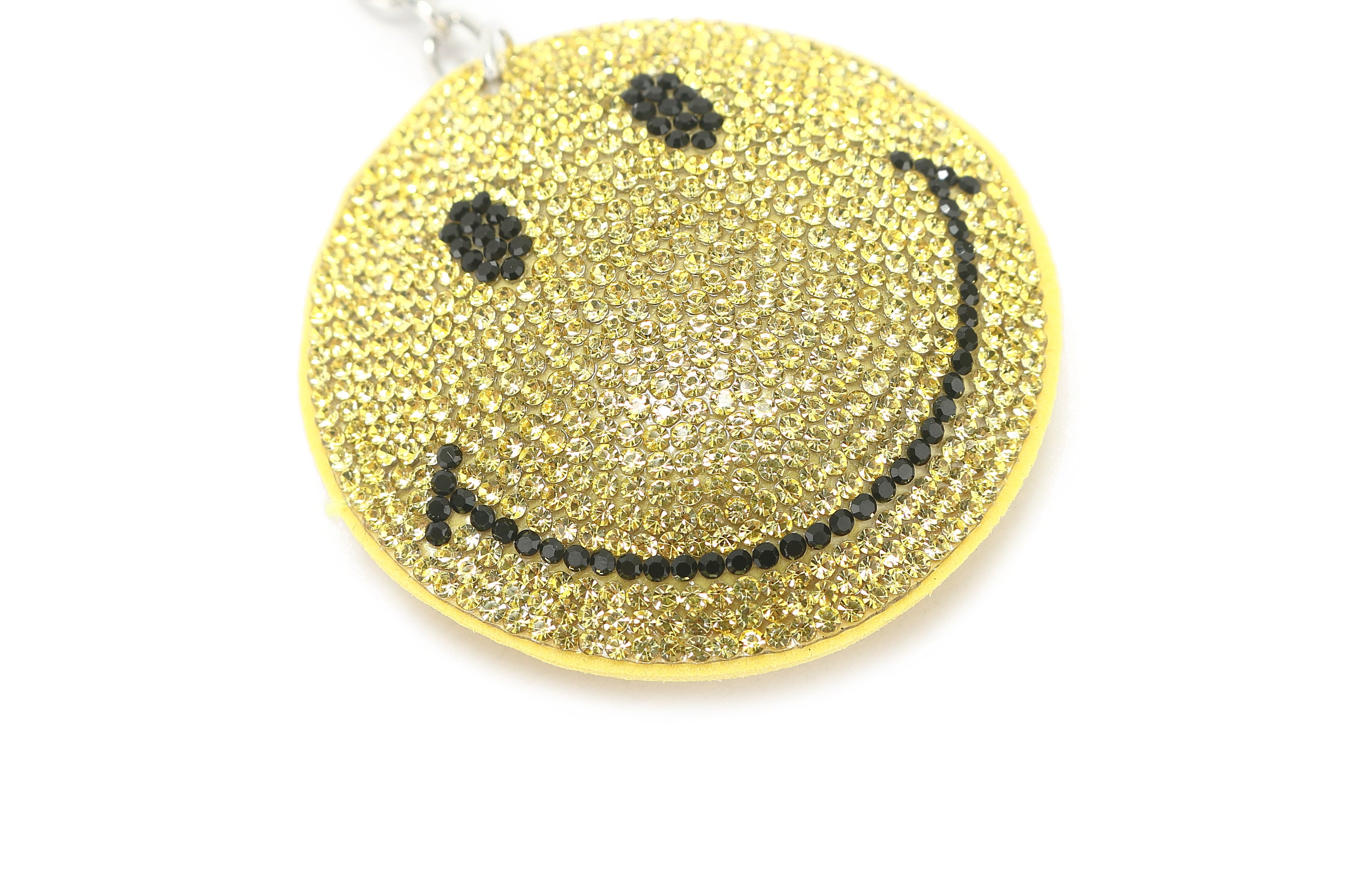 Crystal Smiley Face Yellow Bag Charm - Cute & Stylish Accessory for Handbags, Backpacks, and Keychains | Perfect Gift for Women & Girls