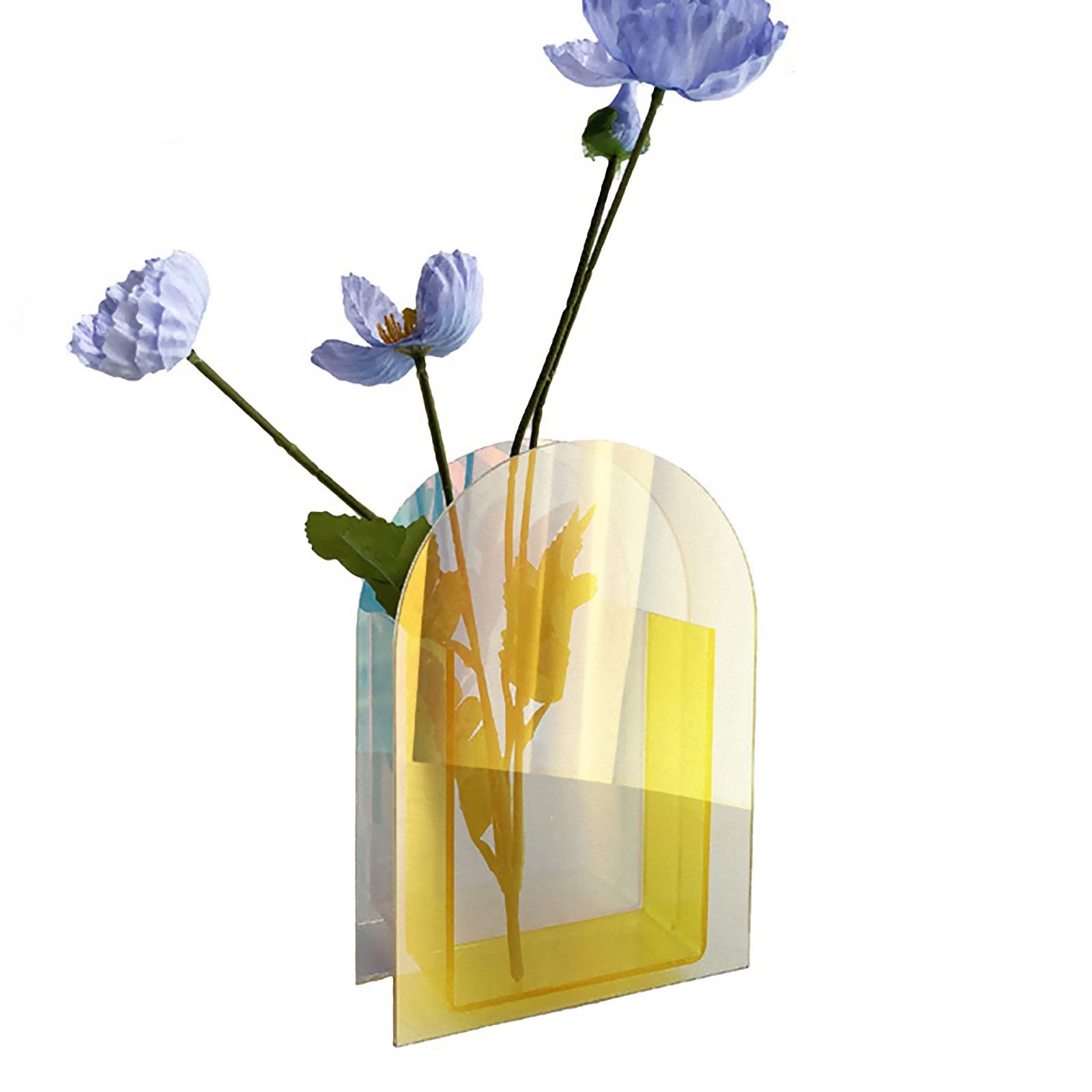 Modern Clear Acrylic Flower Vase - Rainbow Table Décor for Home, Office & Party | Stylish Centerpiece for Weddings, Dining Tables & Shelf Displays