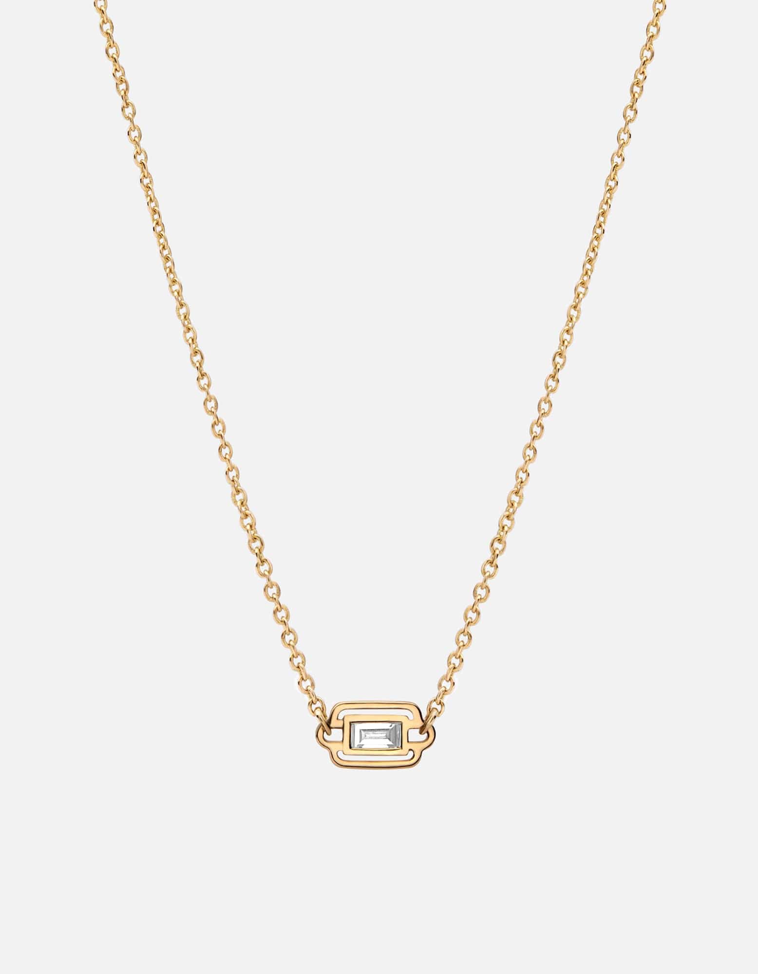 14K Gold Baguette Pavé Luna Necklace - Elegant Moon Pendant Jewelry for Women, Perfect Gift for Birthday, Anniversary & Valentine's Day