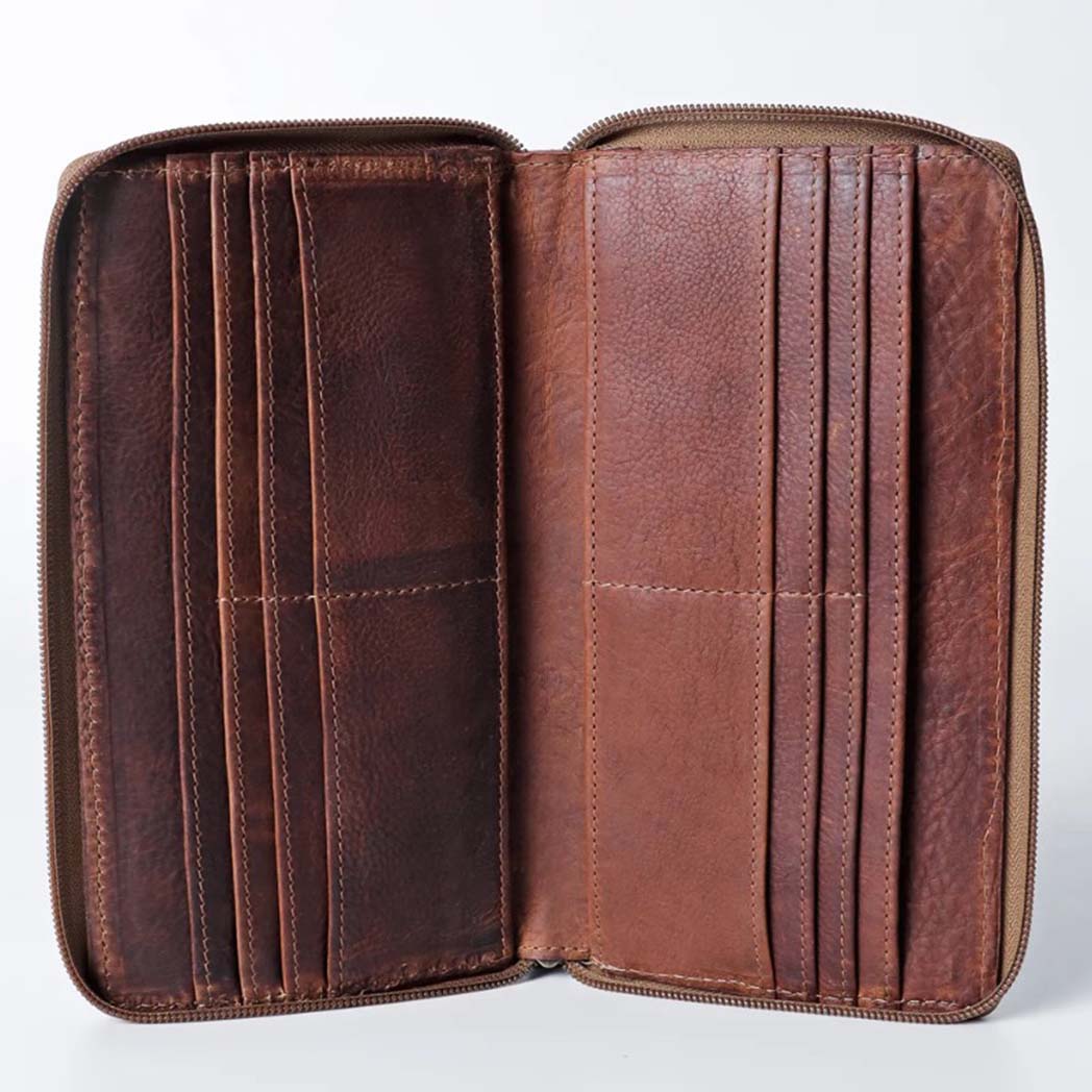 Handcrafted American Darling Tooled Leather & Buck Stitch Wallet for Men - Vintage Bifold Wallet with Money Clip, Perfect for Everyday Carry, Gifts & Western Style Fashion