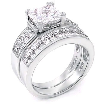 His and Hers 925 Sterling Silver Tungsten Engagement Wedding Rings Set - Matching Couple Bands for Anniversaries, Proposals & Romantic Occasions #M11SP35