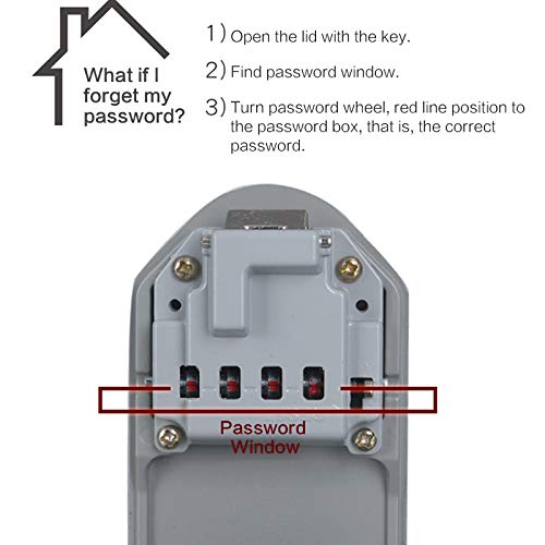 Secure Wall Mount Key Storage Lock Box with Key & 4-Digit Password - Weather Resistant Steel Safe for Indoor/Outdoor Use (Black) - Perfect for Home Security, Vacation Rentals, and Emergency Access