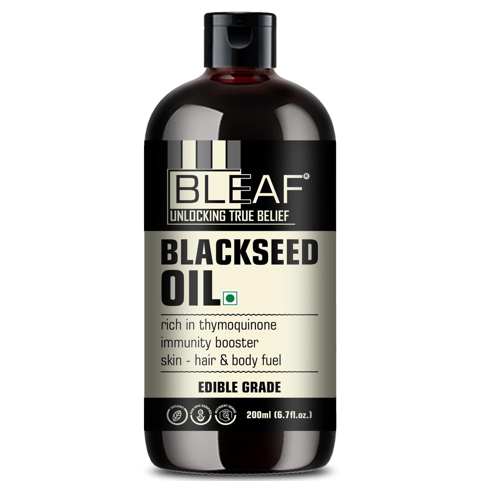 BLEAF Black Seed Oil (100ml) - 100% Pure & Natural Nigella Sativa Oil for Hair Growth, Skin Care & Immunity Support | Rich in Omega 3, 6, 9 Fatty Acids | Perfect for Daily Supplement & Natural Beauty Routine