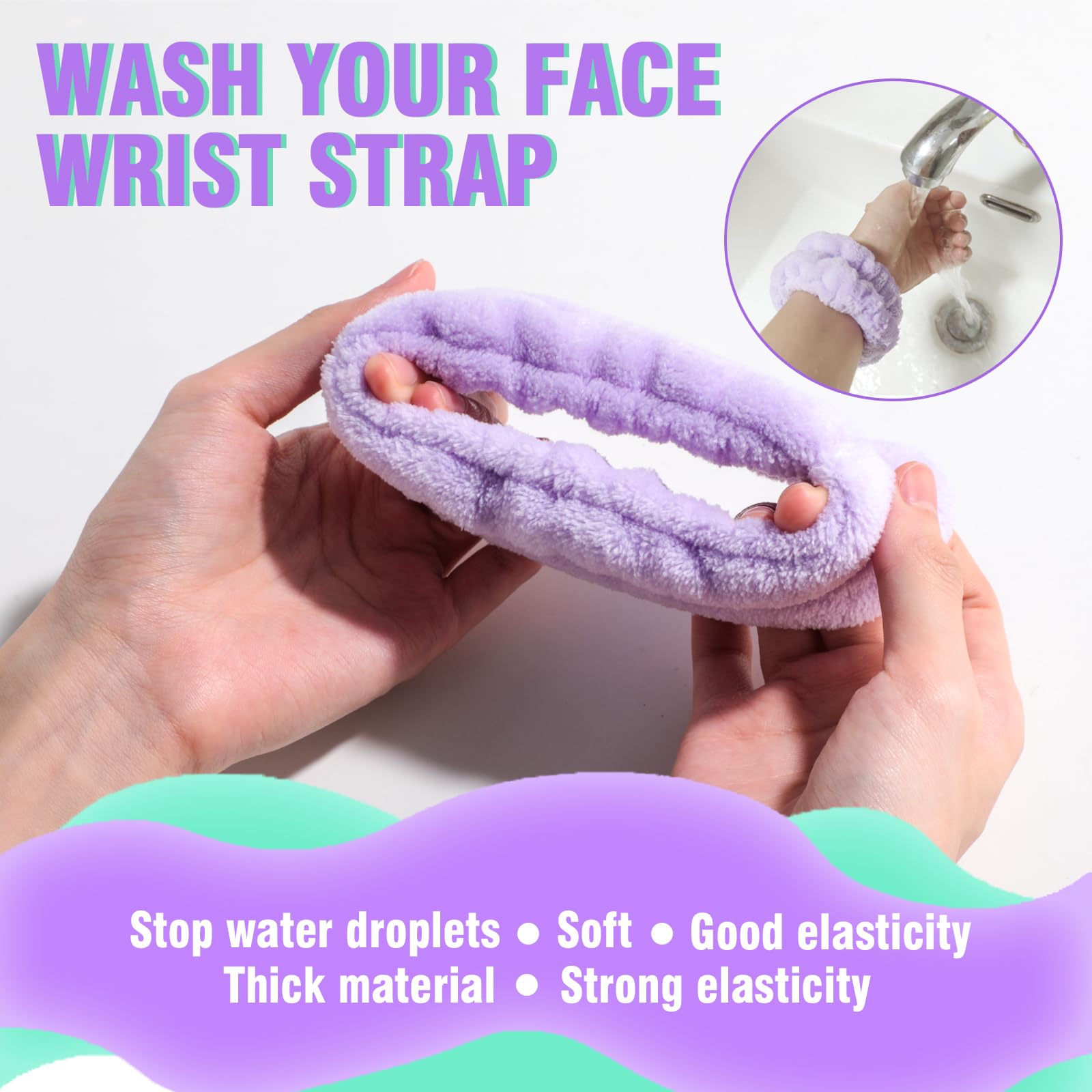 OneLeaf Spa Facial Headband - Soft Microfiber Makeup Headband for Women & Girls - Shower, Bath, Skincare & Washing Face - Purple & Green Hair Wrap with Padded Comfort - Perfect for Spa Days, Beauty Routines & Relaxation