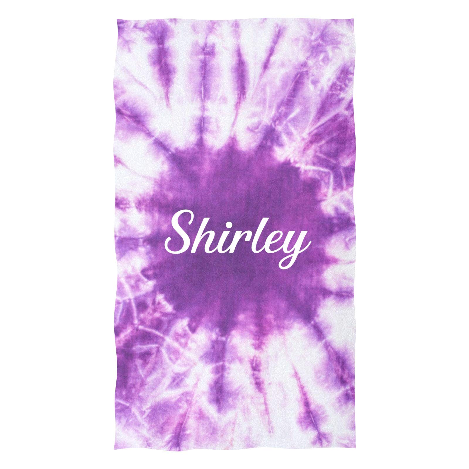 Custom Personalized Hand Towels with Name - Purple Tie Dye Soft Microfiber Bath Towel (16