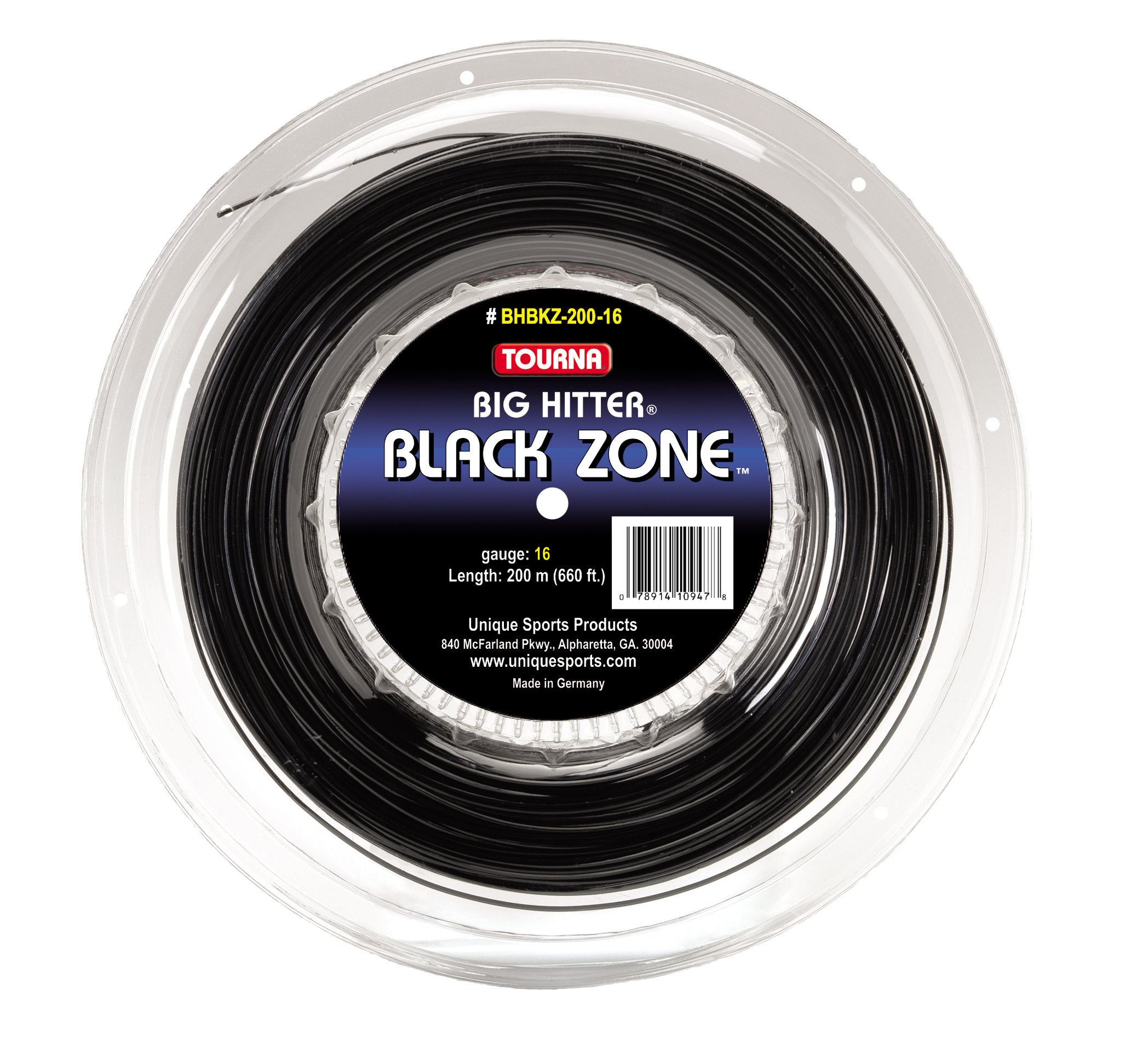 Tourna Black Zone Polyester Tennis String - High Performance Tennis Racket String for Spin & Control | Perfect for Competitive Play & Training