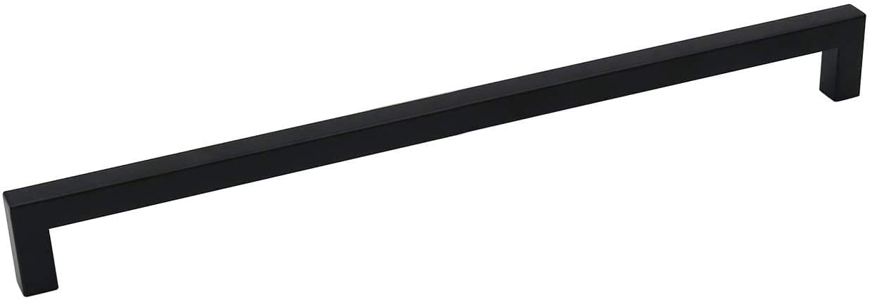 50 Pack Black Square Cabinet Pulls - Modern Stainless Steel Kitchen & Bathroom Drawer Handles - 18 Inch Hole Center - Perfect for Home Renovation & DIY Projects