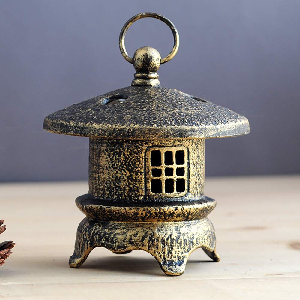 LIUSHI Vintage Cast Iron Pagoda Lantern - Outdoor Hanging Garden Lamp with Candle Holder, Classic Asian-Inspired Home Decor for Patio, Garden & Porch Lighting