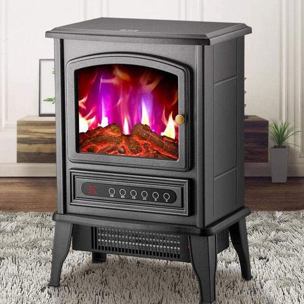 Electric Fireplace Heater with Wood Burning LED Flame - Freestanding, Recessed & Wall Mounted - Remote Control - Perfect for Living Room, Bedroom & Office Warmth