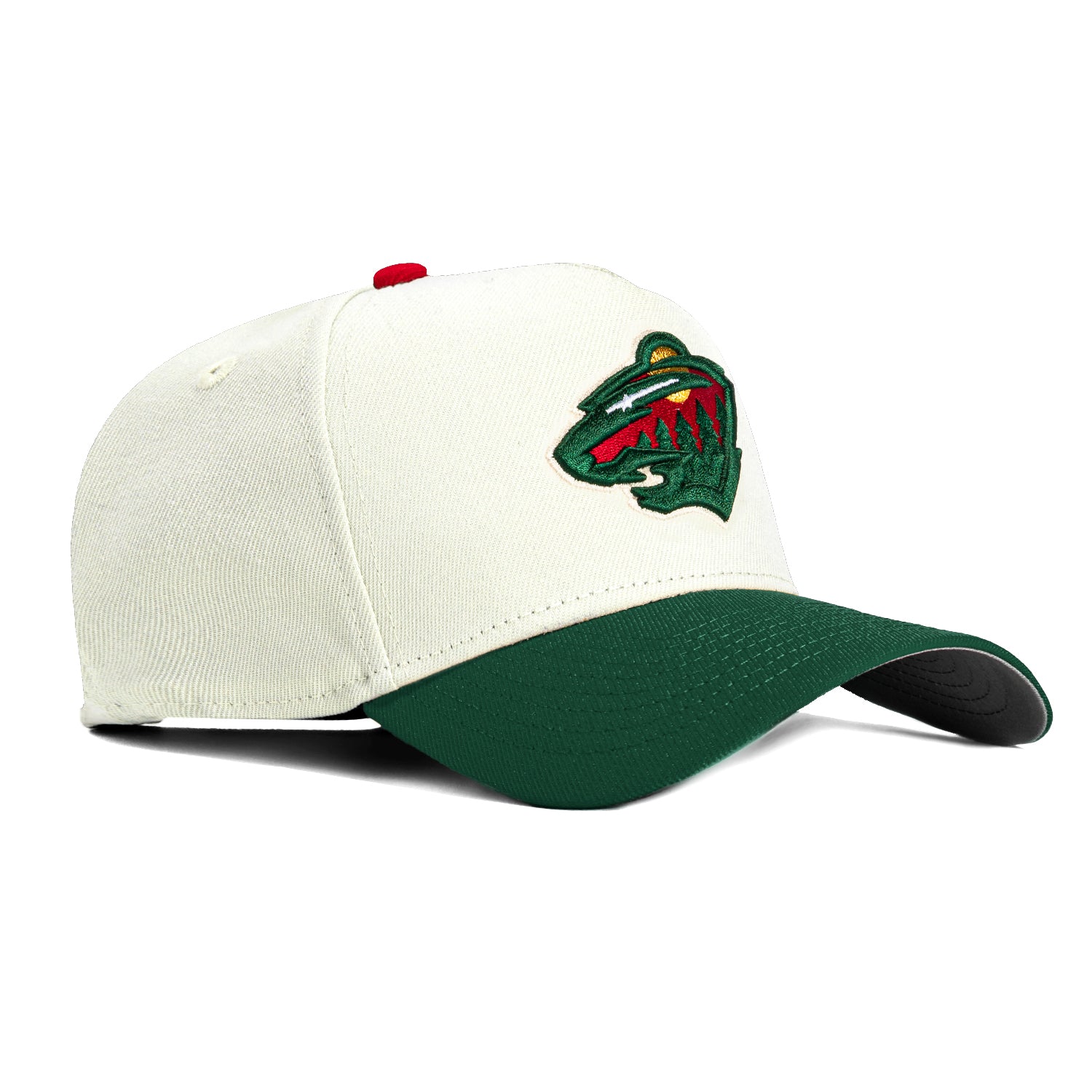 New Era 9Forty A-Frame Minnesota Wild Snapback Hat - White & Green Adjustable Baseball Cap for Men & Women | Perfect for Hockey Games, Outdoor Sports & Casual Wear