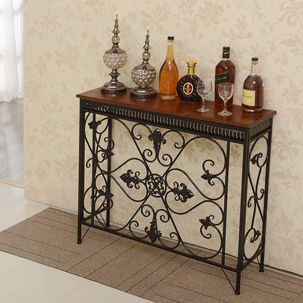 Modern Black Wrought Iron Console Table - Rectangular Entryway Sofa Table with Metal Frame for Foyer, Hallway or Living Room | Perfect for Home Decor, Small Space Storage & Displaying Decorative Items