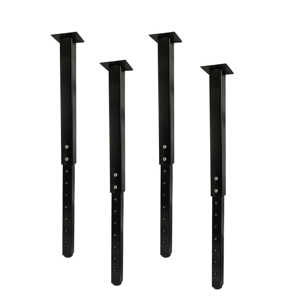 Adjustable Table Legs 24-40 Inch (60-100 cm) - Heavy Duty Metal Desk Legs with Screws - Square Furniture Legs for DIY Desk, Dining Table, Workbench - Set of 4 Black - Perfect for Home Office, Study Room & Workshop
