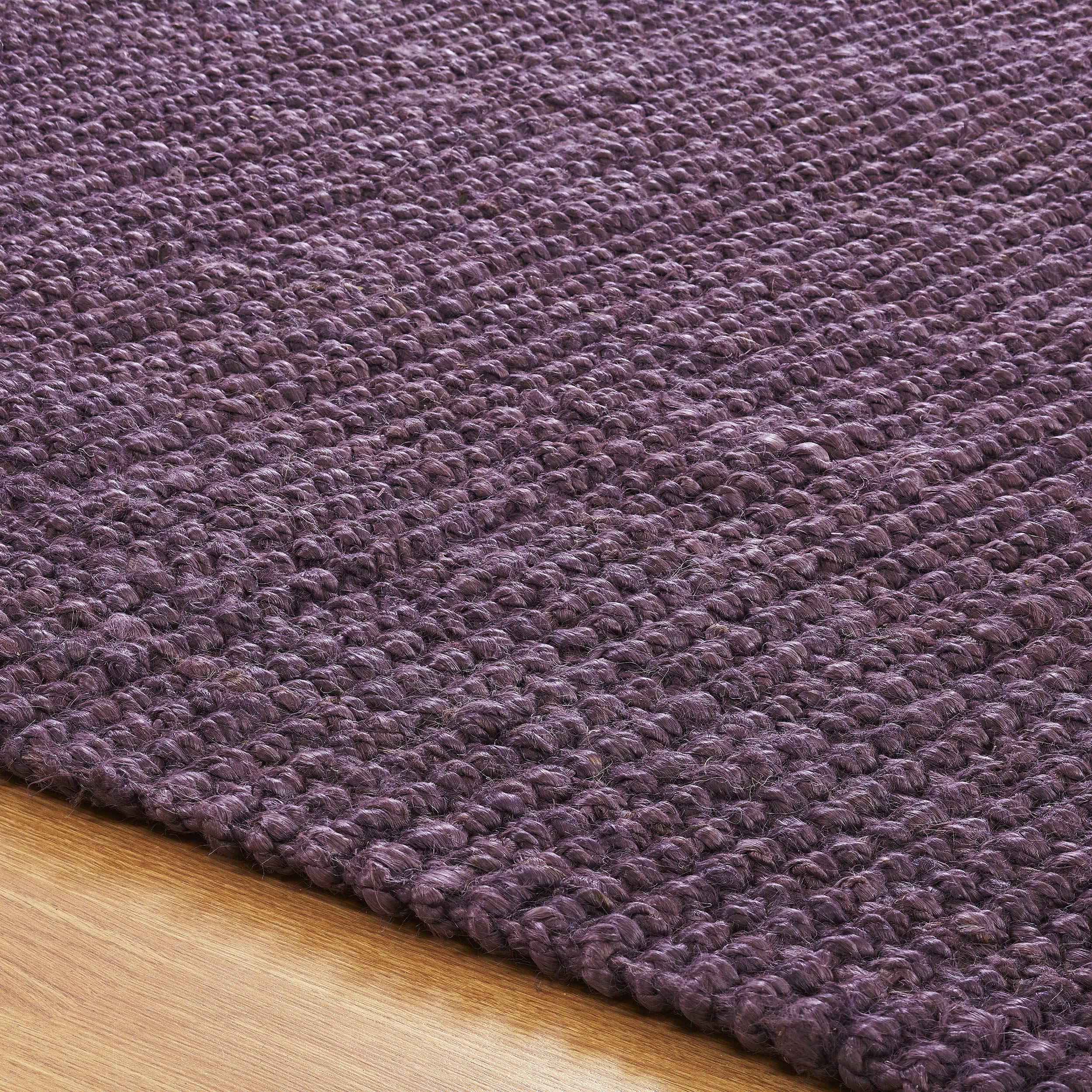 Premium Braided Jute Area Rug - Soft Reversible Indoor Floor Mat for Living Room, Bedroom, Entryway, Dining & Office | Modern Home Decor | Kula Collection Purple 2'6