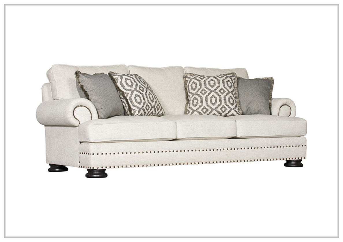 Bernhardt Foster 3-Seater Fabric Sofa with Nailhead Trim - Modern Living Room Furniture for Home Decor & Comfortable Relaxation