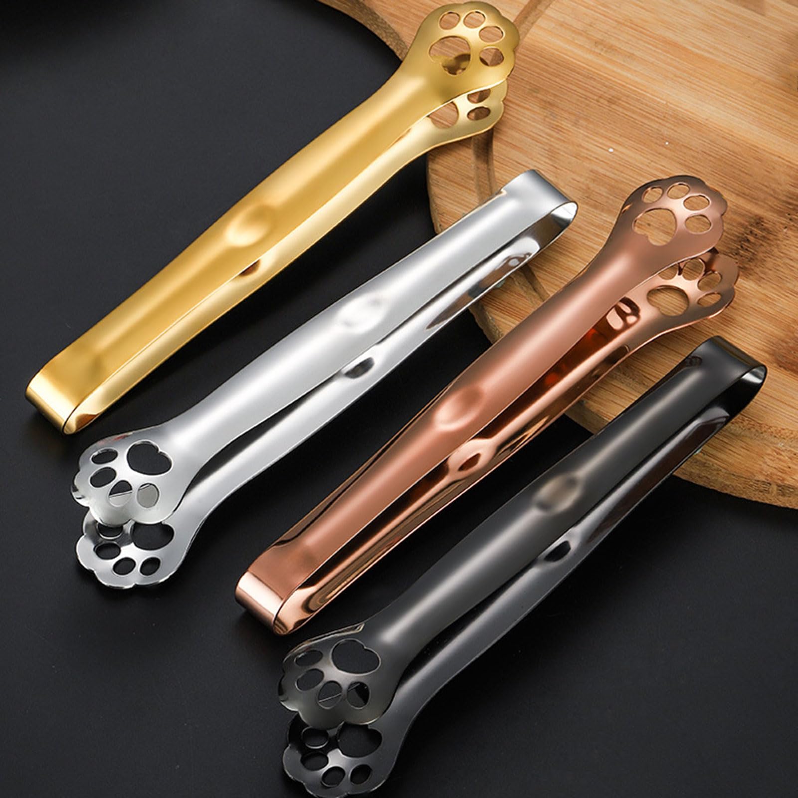 Premium Stainless Steel Ice Tongs - Non-Slip Kitchen & Bar Utensil for Ice Cubes, Sugar, Bread, Tea & Food Serving | Gold Finish | Perfect for Cocktail Parties, Home Bars & Elegant Dining