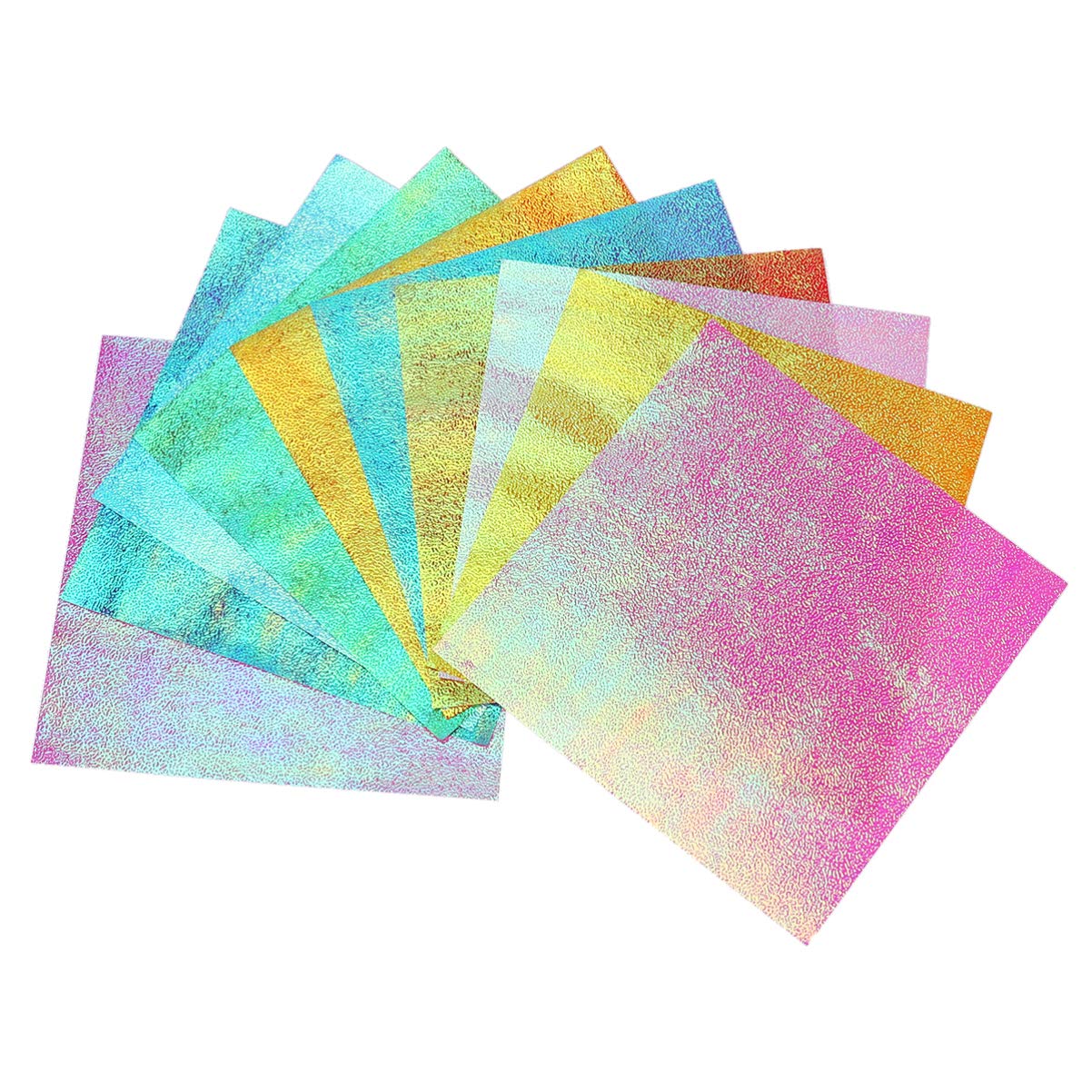 COHEALI 50pcs Origami Paper - Vibrant Astrobrights Square Craft Sheets with Shiny Iridescent Finish | Perfect for DIY Projects, Gift Wrapping & Kids Art Activities