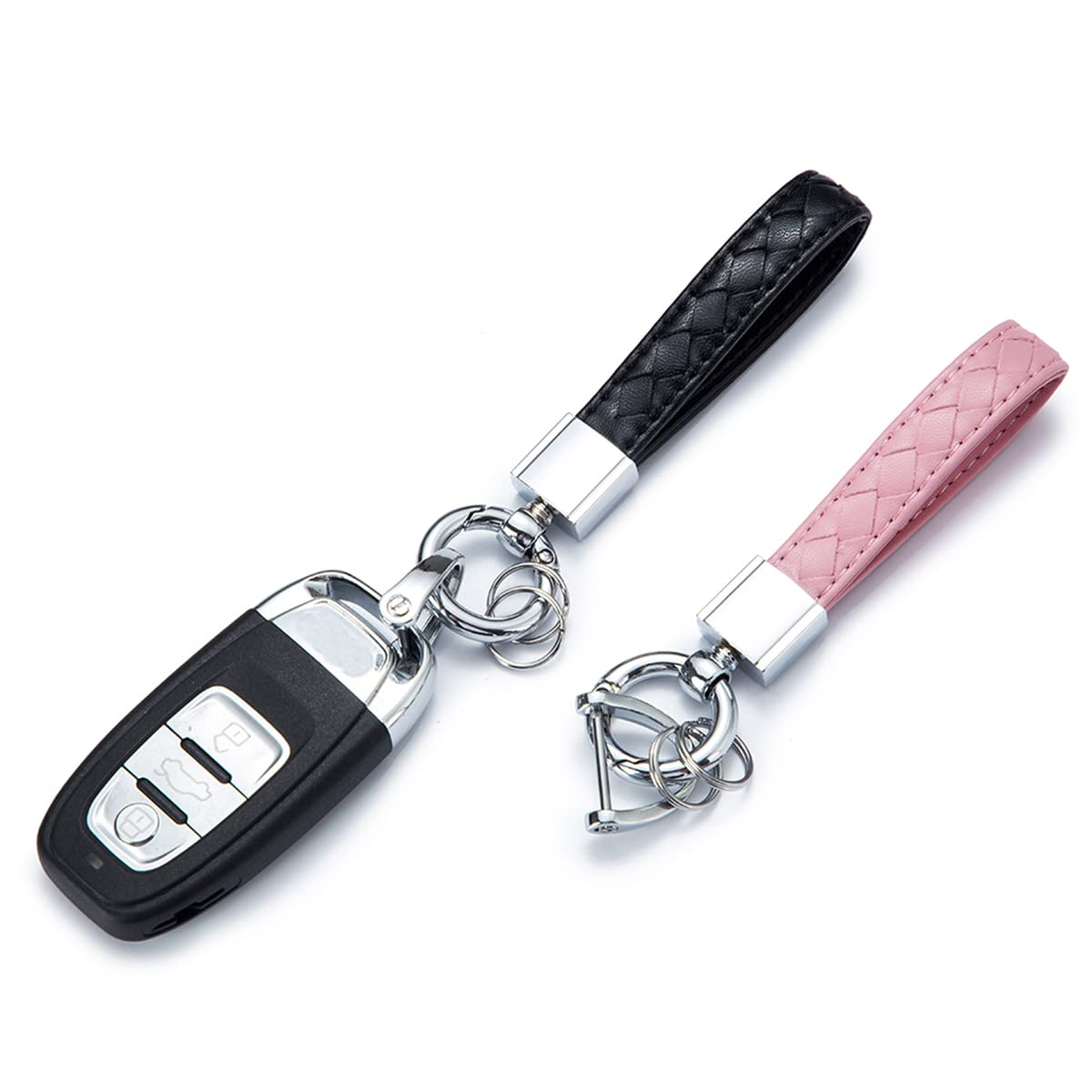 Universal PU Leather Car Keychain for Men & Women - Durable Metal Key Ring Accessory - Perfect for Car Keys, House Keys & Gift Giving