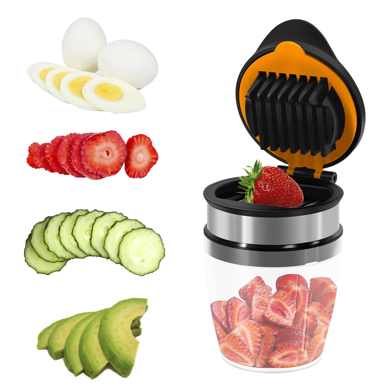 Premium Strawberry Slicer - Multi-Fruit & Vegetable Cutter for Strawberries, Bananas, Kiwi, Mushrooms, Cucumbers | Perfect for Fruit Salads, Smoothie Bowls, and Meal Prep | Kitchen Gadget & Time-Saving Tool