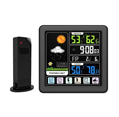 Color Weather Station with Forecast - Indoor Outdoor Thermometer Hygrometer, Large LCD Display, Temperature Humidity Barometric Pressure Monitor for Home, Office, Bedroom - Perfect for Home Weather Tracking and Smart Climate Control