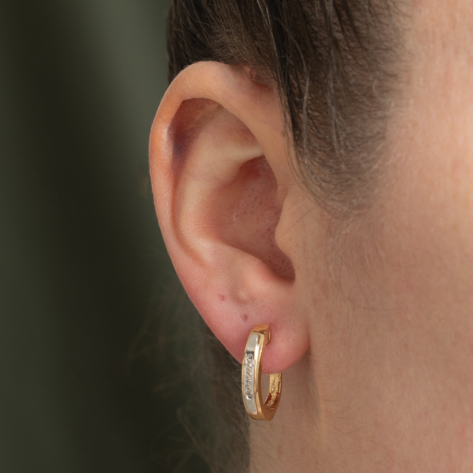 14K Two Tone Gold Diamond Hoop Earrings | 0.14ctw Round Cut Diamond Earrings for Women | Elegant Everyday Jewelry Gift for Her | Perfect for Parties, Weddings & Special Occasions